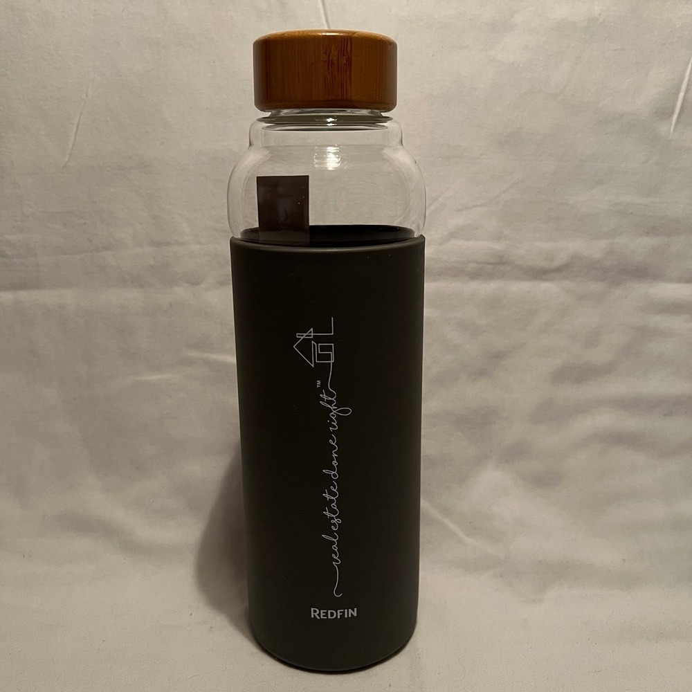 Redfin Glass Water Bottle with Bamboo Lid (x-95)